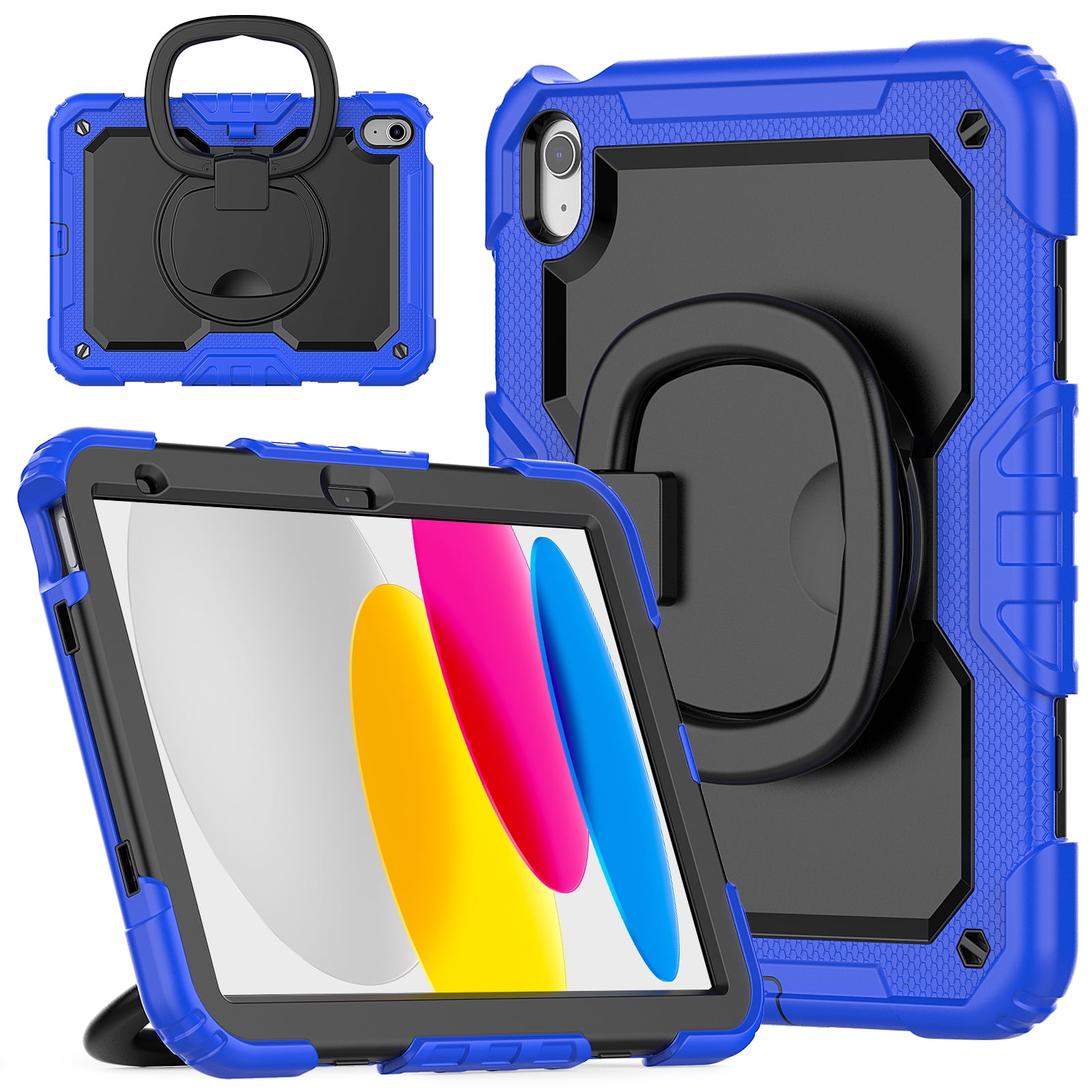 Allytechgroup iPad 11th 10th Gen Case with Screen Protector,Heavy Duty Shockproof Rotating Stand Pencil Holder 3-Layers Rugged Bumper Kids Friendly Case Cover for iPad A16 11th 11" 2025/ iPad 10th Gen