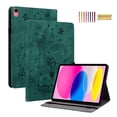 thumbnail image 1 of Allytechgroup iPad 11th Gen 11" Case 2025, iPad 10th Gen 10.9" Case 2022, Embossed Rose & Butterfly Flip Cover Stand Auto Sleep Wake Protective Shockproof Case Shell for Apple iPad 11/ iPad 10,Green, 1 of 8
