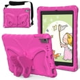 thumbnail image 1 of Allytechgroup iPad 6th 5th Gen Case, iPad Air 1 2 Case, Butterfly Design Kids Friendly Shockproof Kickstand EVA Shoulder Strap Bumper Lightweight Case for Apple iPad 9.7" 2017/2018, Rose, 1 of 8
