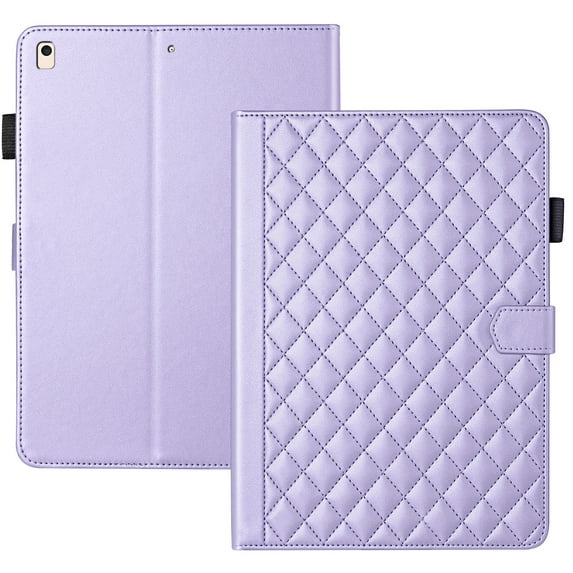 Allytechgroup for iPad 9.7" 6th/5th 2018/2017 Case with Pencil Holder, Multi-Angle Viewing Stand, Elegant PU Leather Card Pockets Kickstand Cover, Auto Sleep/Wake Case, Also Fit Air 2/1, Purple