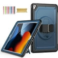 thumbnail image 1 of Allytechgroup iPad 9th 8th 7th Generation Case, Rotating Kickstand Shockproof Hand Strap + Shoulder Strap Drop Protection Rugged Case for iPad 10.2" 9th 8th 7th Gen 2021/2020/2019,Navyblue, 1 of 10