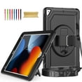 thumbnail image 1 of Allytechgroup iPad 9th 8th 7th Generation Case, Rotating Kickstand Shockproof Hand Strap + Shoulder Strap Drop Protection Rugged Case for iPad 10.2" 9th 8th 7th Gen 2021/2020/2019,Black, 1 of 10