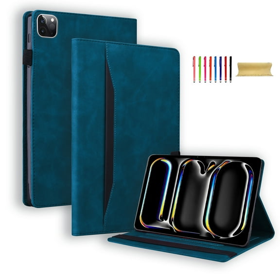 Allytechgroup iPad A16 11th Gen Case 2025, iPad 10th Gen Case 10.9" 2022,Business Type Book Cover with Front Pocket Auto Sleep Wake Protective Stand Shockproof Bumper Case for Apple iPad 11 10,Blue
