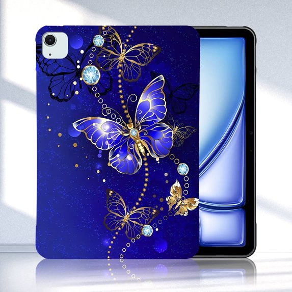 Allytechgroup iPad A16 11th Gen/ iPad 10th Gen Case, Ultra Slim Fit TPU Stylish Back Cover Shockproof Anti-Scratch Bumper Protective Tablet Case for iPad 11" 2025/ iPad 10 2022,Blue Butterfly