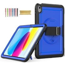 Allytechgroup iPad A16 Case 11" 11th Gen 2025, iPad 10th Gen Case 10.9" 2022, Rotating Kickstand Shockproof Hand Strap   Shoulder Strap Drop Protection Rugged Case for iPad 11th 10th Gen,Darkblue