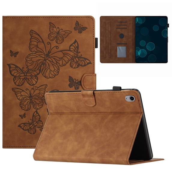 Allytechgroup iPad A16 Case, iPad 10 Case 2022, PU Leather Butterfly Embossed Flip Folio Cover Auto Sleep Wake Magnetic Closure Shockproof Stand Case for Apple iPad 11th Gen 11"/ iPad 10th Gen 10.9"