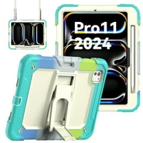 Allytechgroup iPad Air 10.9" Case, Build in Screen Protector Rugged Shockproof Kids Friendly Kickstand [Shoulder Strap] Bumper Case for Apple iPad Air 5th 4th Gen 10.9", Colorful Blue