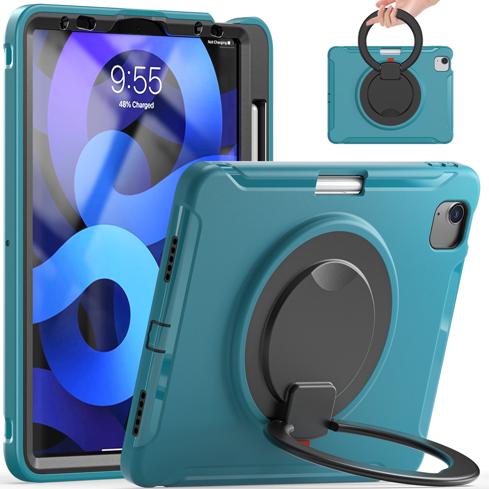 Allytechgroup iPad Air 11" 2026/2025/2024 Case M4 M3 M2, Heavy Duty Shockproof Kickstand Handle [Pencil Holder] Protective Durable Kids Friendly Case Cover for Apple iPad Air 11", Blue