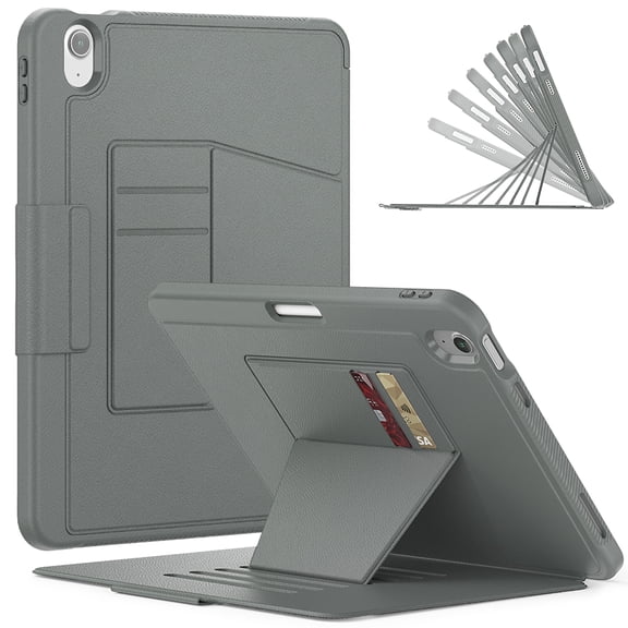 Allytechgroup iPad Air 11 Inch 2025/ 2024 Case, Multi Angle Viewing Stand Auto Sleep Wake Build In Screen Protector Shockproof Protective Flip Case Cover for Apple iPad Air 11" M3 M2, Gray