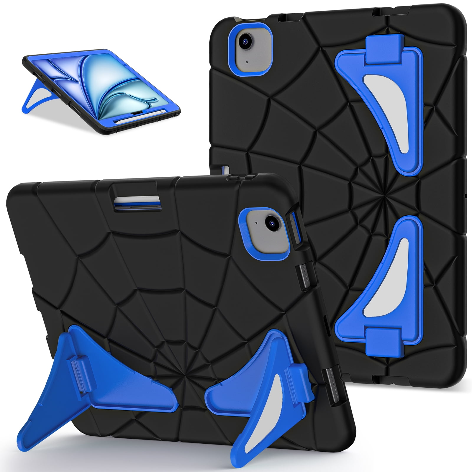 Allytechgroup iPad Air 11 Inch 2026 2025 2024 Case, Cute Stylish Design Kids Friendly Rugged Kickstand Lightweight Silicone PC Case with Pencil Holder for Apple iPad Air 11 Inch M4 M3 M2
