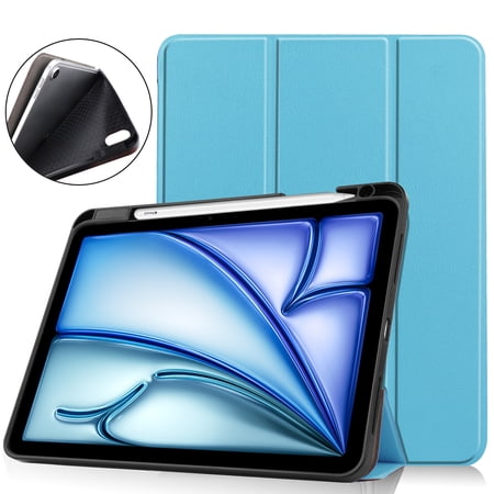 Allytechgroup iPad Air 11" M4 M3 M2 Case 2026 2025 2024, Slim Flip Smart Cover Auto Sleep Wake with Pencil Holder Multi Angle Veiwing Stand Shockproof Case for Apple iPad Air 11 inch, Skyblue