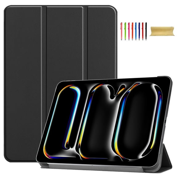 Allytechgroup iPad Air 11 M3 M2 2025 2024 Case, Slim Flip Smart Cover Auto Sleep Wake Multi Angle Veiwing Stand Shockproof Case for Apple iPad Air 11 inch 2025 2024, Black