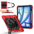 thumbnail image 1 of Allytechgroup iPad Air 13 Inch 2024 Case Cover with Pencil Holder, Rugged Protection with Kickstand & Hand Strap Heavy Duty Shockproof Kids Friendly Case for Apple iPad Air 13 M2 2024, Red, 1 of 8