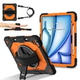 thumbnail image 1 of Allytechgroup iPad Air 13 Inch 2024 Case Cover with Pencil Holder, Rugged Protection with Kickstand & Hand Strap Heavy Duty Shockproof Kids Friendly Case for Apple iPad Air 13 M2 2024, Orange, 1 of 8