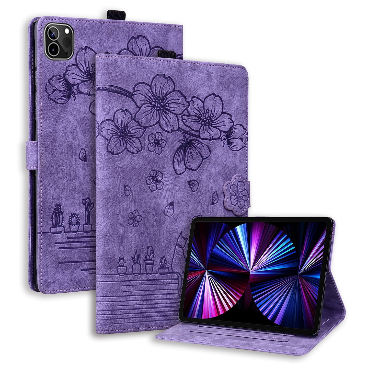 Allytechgroup iPad Air 13 M2 2024 Case Cover, Auto Sleep Wake PU Leather Pencil Holder Multi Angle Viewing Stand Bumper Shockproof Lightweight Case for Apple iPad Air 13-Inch 2024, Purple