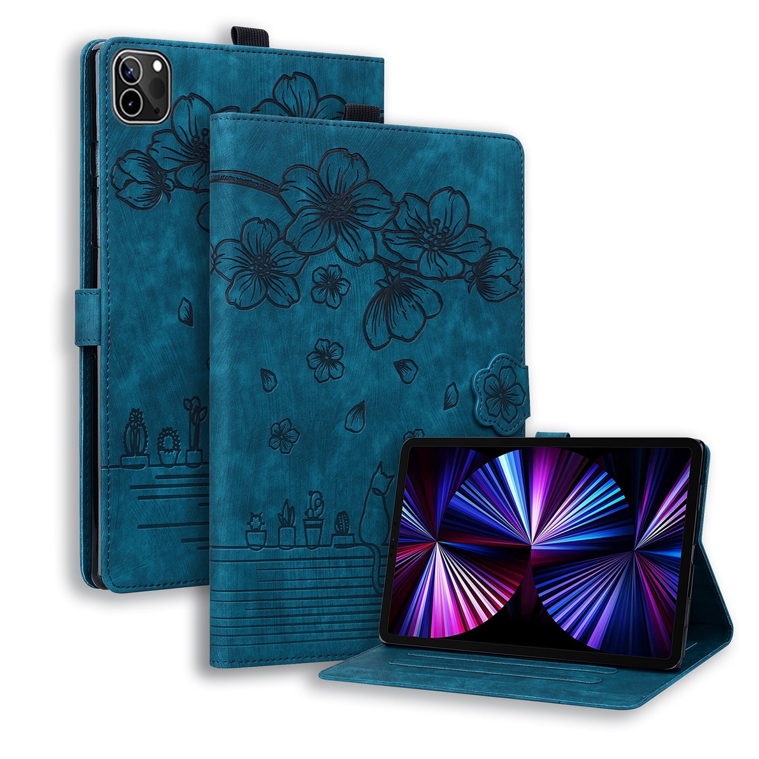 Allytechgroup iPad Air 13 M2 2024 Case Cover, Auto Sleep Wake PU Leather Pencil Holder Multi Angle Viewing Stand Bumper Shockproof Lightweight Case for Apple iPad Air 13-Inch 2024, Blue