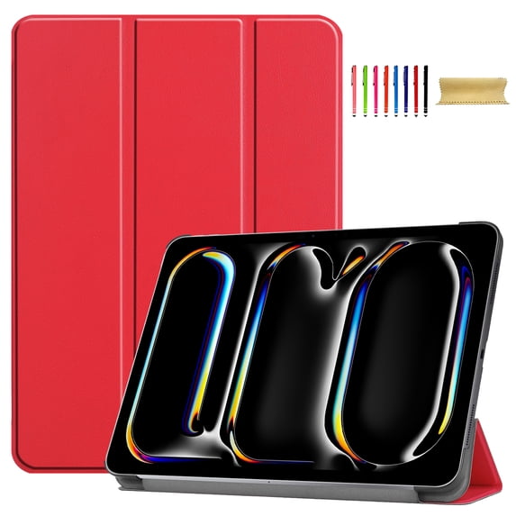 Allytechgroup iPad Air 13 M2 2024 Case, Slim Flip Smart Cover Auto Sleep Wake Multi Angle Veiwing Stand ShockAirof Case for Apple iPad Air 13 inch 2024, Red