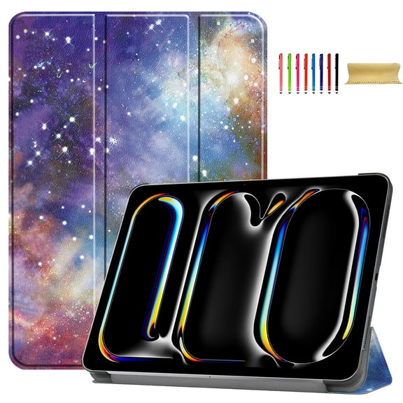 Allytechgroup iPad Air 13 M3  M2 2025 2024 Case, Slim Flip Smart Cover Auto Sleep Wake Multi Angle Veiwing Stand Shockproof Case for Apple iPad Air 13 inch 2025 2024, Galaxy
