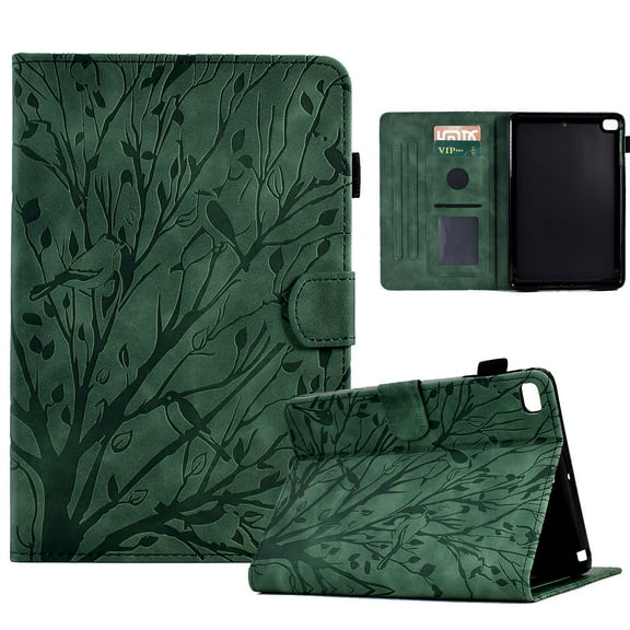 Allytechgroup for iPad Mini 5 / Mini 4 / Mini 3 / Mini 2 / Mini 1 Case, PU Leather Slim Fit Flip Stand Tablet Case with Card Slot Shockproof Protective Cover for iPad Mini 7.9 inch Tablet, Green