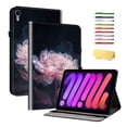 thumbnail image 1 of Allytechgroup for iPad Mini 7 (A17 Pro) 2024 (8.3 inch) with Stand/ Pencil Holder/Card Pockets/PU Leather Magnetic Smart Cover for iPad Mini 7th/6th Generation, [Auto Sleep/Wake], Purple Peony Flower, 1 of 10