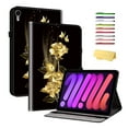 thumbnail image 1 of Allytechgroup for iPad Mini 7 (A17 Pro) 2024 (8.3 inch) with Stand/Pencil Holder/Card Pockets/PU Leather Magnetic Smart Cover for iPad Mini 7th/6th Generation, [Auto Sleep/Wake],Golden Butterfly Rose, 1 of 10