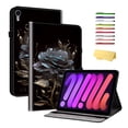 thumbnail image 1 of Allytechgroup for iPad Mini 7 (A17 Pro) 2024 (8.3 inch) with Stand/ Pencil Holder/Card Pockets/PU Leather Magnetic Smart Cover for iPad Mini 7th/6th Generation, [Auto Sleep/Wake], Black Rose Flower, 1 of 10