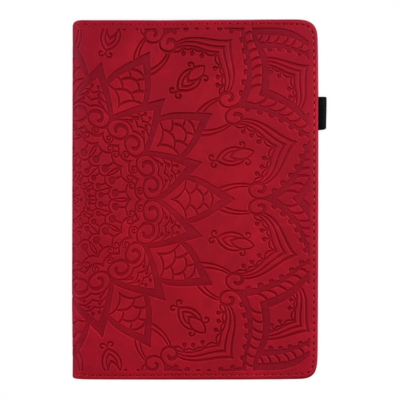 Allytechgroup for iPad Mini 7 (A17 Pro) 2024/ Mini 6 8.3 Inch Case Cover, Multi-Angle Viewing Stand Shockproof Protection Mandala Pattern Embossed Stylish Premium Flip Case, Red