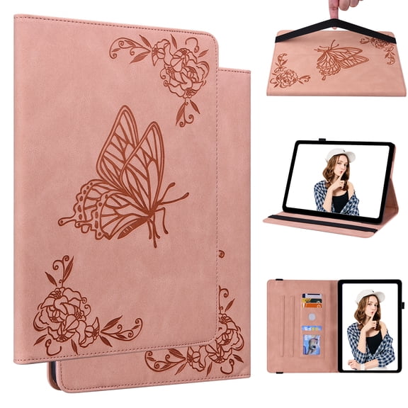 Allytechgroup for iPad Mini 7 A17 Pro 2024/iPad Mini 6 2021 8.3 Inch, PU Leather Slim Butterfly Shockproof Multi Angle Viewing Stand Protective Cover for iPad mini 7th/6th Gen, Pink