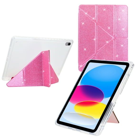 Allytechgroup for iPad Mini 7th 6th Generation Case, Flip Stand TPU & PU Leather Glitter Shell Shock-Absorbent Magnetic Closure Dust & Dirt Proof Kickstand Full Protection for Women Girls, Pink