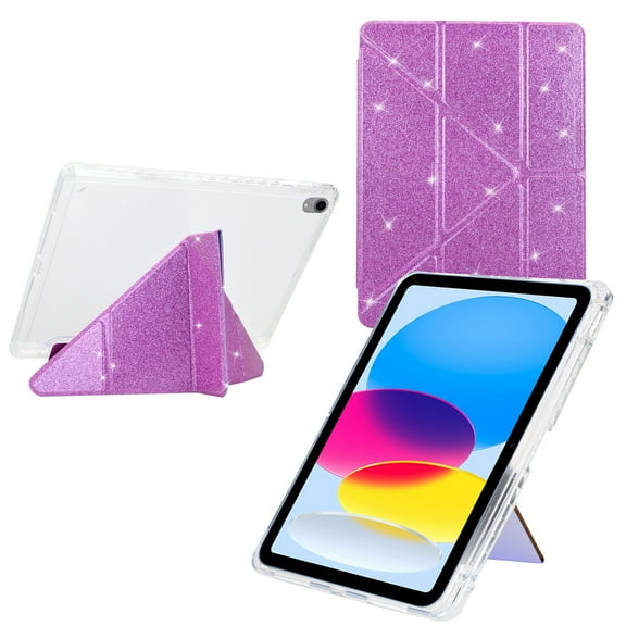 Allytechgroup for iPad Mini 7th 6th Generation Case, Flip Stand TPU & PU Leather Glitter Shell Shock-Absorbent Magnetic Closure Dust & Dirt Proof Kickstand Full Protection for Women Girls, Purple