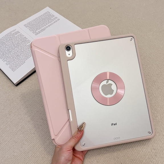 Allytechgroup iPad Mini 7th 6th Generation Case with Pencil Holder, Slim Magnetic Stand Cover, Auto Sleep/Wake, Trifold Protective Shell Case for Apple iPad mini 6/ Mini 7 8.3", Pink
