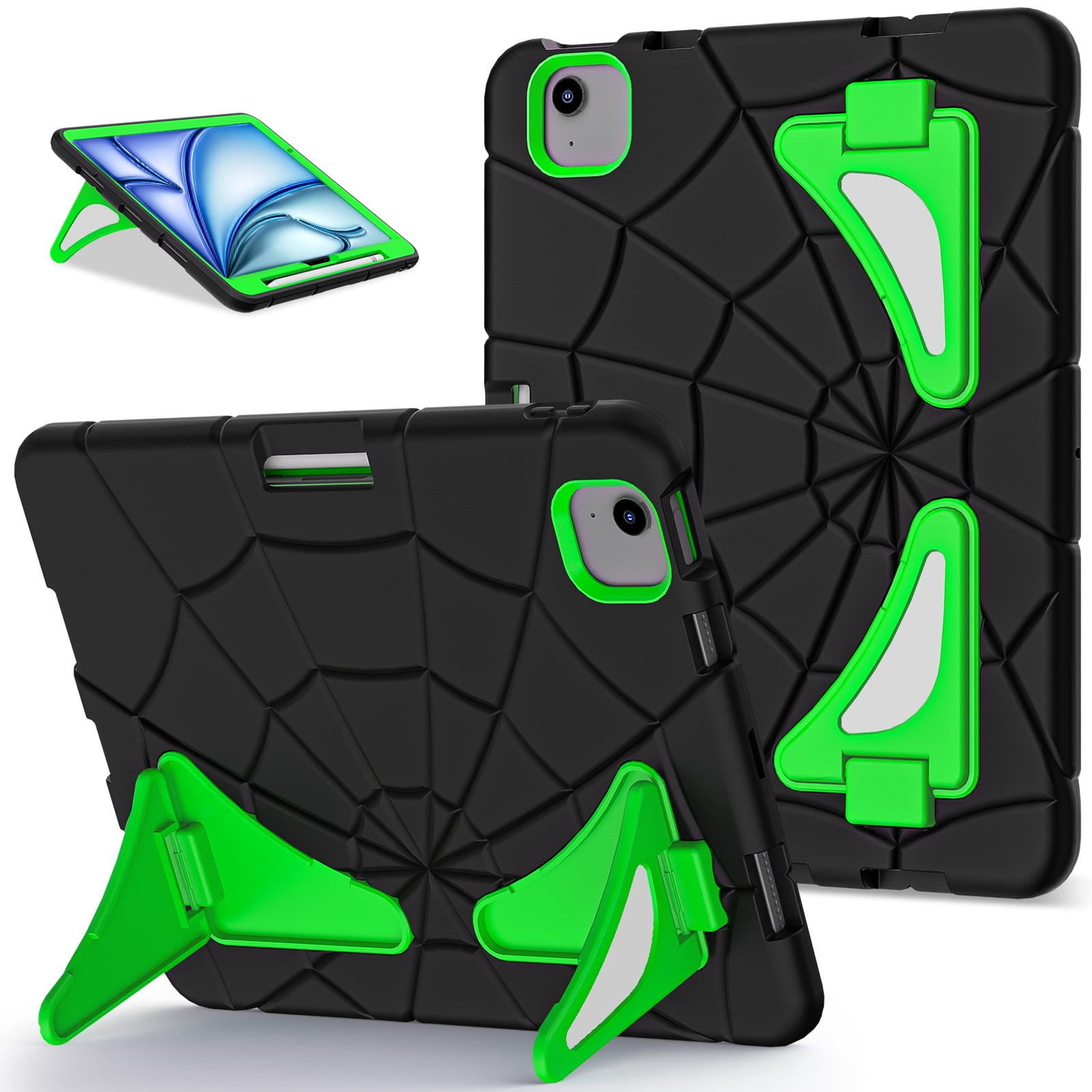Allytechgroup iPad Air 11 Inch 2026 2025 2024 Case, Cute Stylish Design Kids Friendly Rugged Kickstand Lightweight Silicone PC Case with Pencil Holder for Apple iPad Air 11 Inch M4 M3 M2