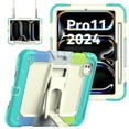 thumbnail image 1 of Allytechgroup iPad Pro 11 Case 2022/2021/2020/2018, Build in Screen Protector Rugged Shockproof Kickstand [Shoulder Strap] Bumper Case for Apple iPad Pro 11" 1st 2nd 3rd 4th Gen, Colorful Blue, 1 of 8