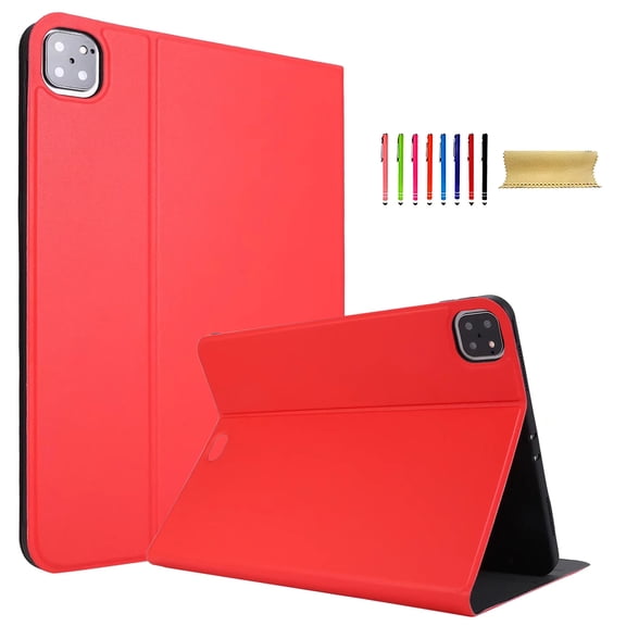 Allytechgroup iPad Pro 11 Case M4 2024, Flip Cover Ultra Slim Fit Auto Sleep Wake Protective Kickstand Bumper Shockproof Thin Case for Apple iPad 11 Pro 2024, Red