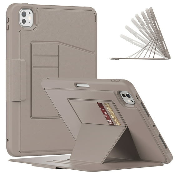 Allytechgroup iPad Pro 11 Inch 2024 Case, Multi Angle Viewing Stand Auto Sleep Wake Build In Screen Protector Shockproof Protective Flip Case Cover for Apple iPad Pro 11" M4 2024, Rosegold
