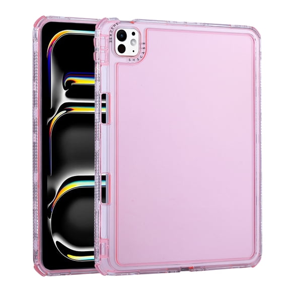 Allytechgroup for iPad Pro 11 Inch Clear Case 2024 (M4), [Built-in Pencil Holder] Anti Yellowing Slim Lightweight Shockproof Protective Back Cover for iPad Pro 11 2024 Women Men, Pink