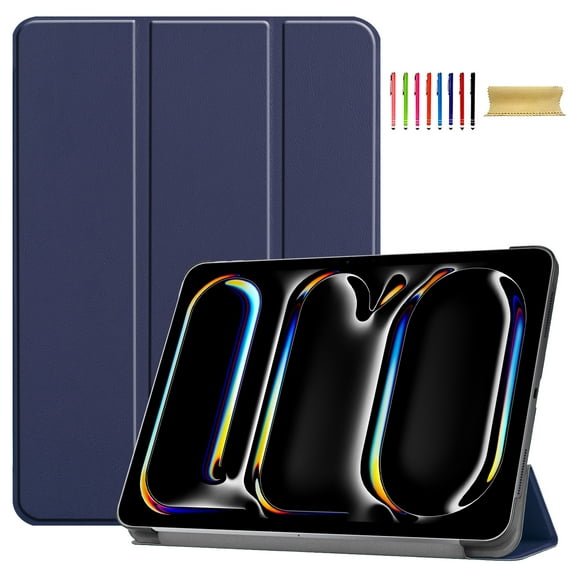 Allytechgroup iPad Pro 11 M4 2024 Case, Slim Flip Smart Cover Auto Sleep Wake Multi Angle Veiwing Stand Shockproof Case for Apple iPad Pro 11 inch 2024, Darkblue
