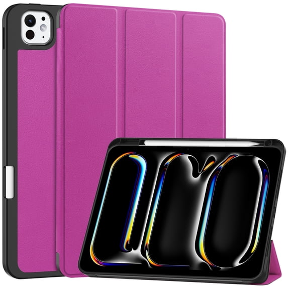 Allytechgroup iPad Pro 11 M4 2024 Case, Slim Flip Smart Cover Auto Sleep Wake with Pencil Holder Multi Angle Veiwing Stand Shockproof Case for Apple iPad Pro 11 inch 2024,Purple