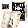thumbnail image 1 of Allytechgroup iPad Pro 11 M4 2024Case, Build in Screen Protector Rugged Shockproof Kickstand [Shoulder Strap] Bumper Case for Apple iPad Pro 11"  2024 M4 6th Gen, Rosegold, 1 of 8
