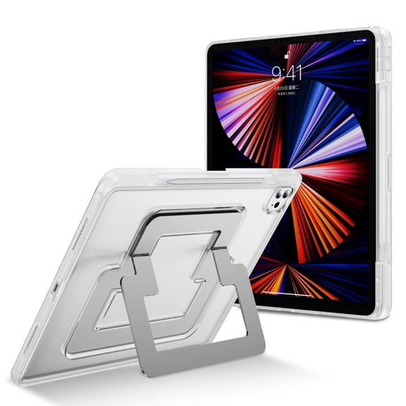 Allytechgroup for iPad Pro 12.9" Case 2022/2021/2020/2018, Heavy Duty Shockproof Metal Kickstand Anti-Scratch Protective Bumper Rugged Back Cover for iPad Pro 12.9 Inch, White