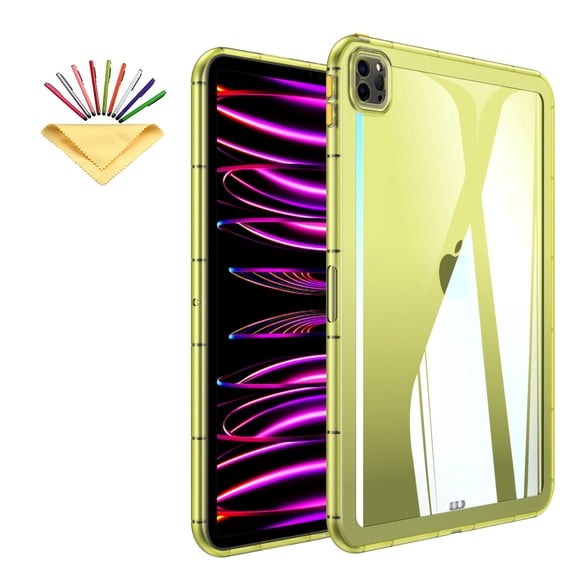 Allytechgroup for iPad Pro 12.9 Case 6th/5th/4th/3rd Generation 2022/2021/2020/2018, Soft TPU Lightweight Not Yellowing Shockproof and Anti-Scratch Protective Cover for iPad Pro 12.9 Inch, Yellow