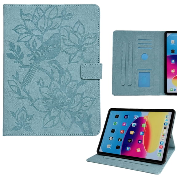 Allytechgroup for iPad Pro 13 Inch Case (M5) 2025 / (M4) 2024 Folio Case with Card Slots and Kickstand, PU Leather Slim Fit Bumper Non-Slip Shocproof Protective Cover for Women Men, Blue