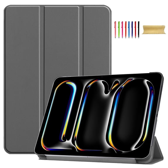 Allytechgroup iPad Pro 13 M4 2024 Case, Slim Flip Smart Cover Auto Sleep Wake Multi Angle Veiwing Stand Shockproof Case for Apple iPad Pro 13 inch 2024, Gray