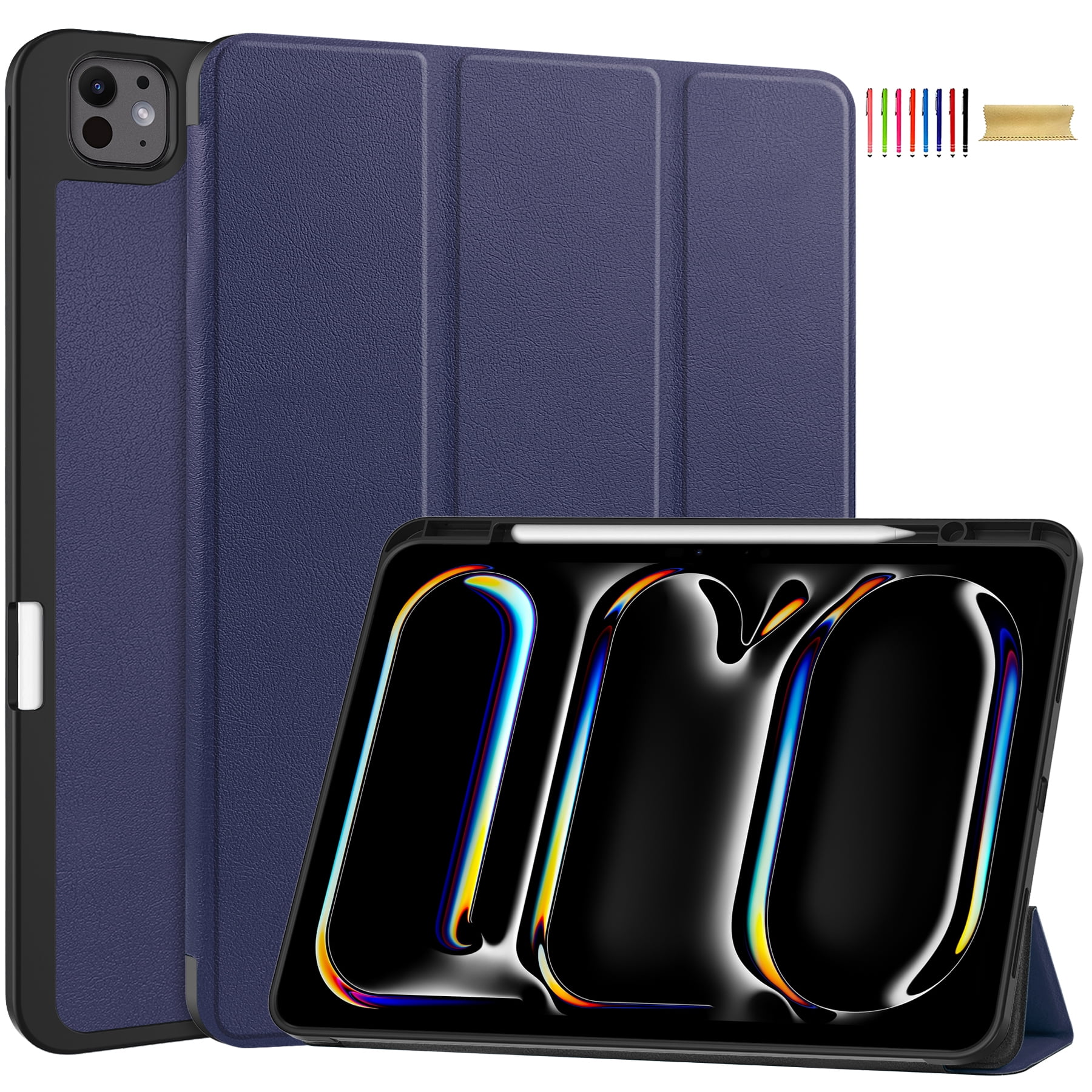 Allytechgroup iPad Pro 13 M4 2024 Case, Slim Flip Smart Cover Auto Sleep Wake with Pencil Holder Multi Angle Veiwing Stand Shockproof Case for Apple iPad Pro 13 inch 2024,Darkblue