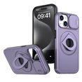 thumbnail image 1 of Allytechgroup for iPhone 11 Case with 360° Rotatable Ring Holder, [Sliding Camera Cover] [Compatible MagSafe] [Military Grade Tested] Anti-Fingerprint Slim Magnetic Case Cover, Purple, 1 of 6