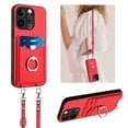 thumbnail image 1 of Allytechgroup iPhone 11 Case with Cards Holder, Crossbody Shoulder Strap Ring Holder Kicsktand Bumper Shockproof Slim Fit Wallet Case Cover for Applle iPhone 11, Red, 1 of 9