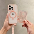 thumbnail image 1 of Allytechgroup iPhone 11 Case with Hand Strap, Compatible with Mag-safe Soft Matte Magnetic Cover with Detachable Card Holder Shockproof Translucent Phone Case for Apple iPhone 11, Pink, 1 of 8