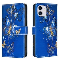 Allytechgroup iPhone 11 Case Wallet Cover with Card Holder, Flip Folio Phone Case for Apple iPhone 11 with Magnetic Closure, Kickstand & RFID Blocking Case for Women Men, Purple Butterfly