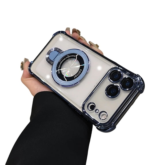 Allytechgroup iPhone 11 Pro Case Clear with Magnetic Ring Kickstand, Compatible with Magsafe Anti-Yellow Corner Protective Shockproof Phone Case Cover for iPhone 11 Pro, Blue