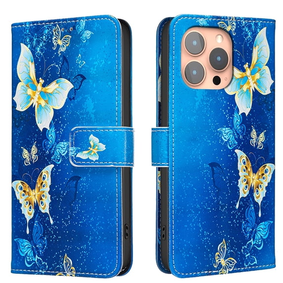 Allytechgroup iPhone 11 Pro Case Wallet Cover with Card Holder, Flip Folio Phone Case for Apple iPhone 11 Pro with Magnetic Closure, Kickstand & RFID Blocking Case for Women Men, Butterfly